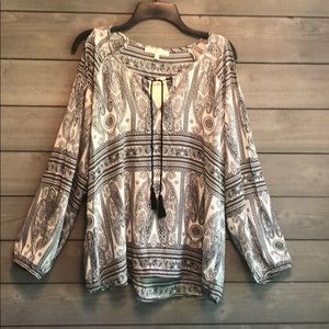 Black & White Peasant Top